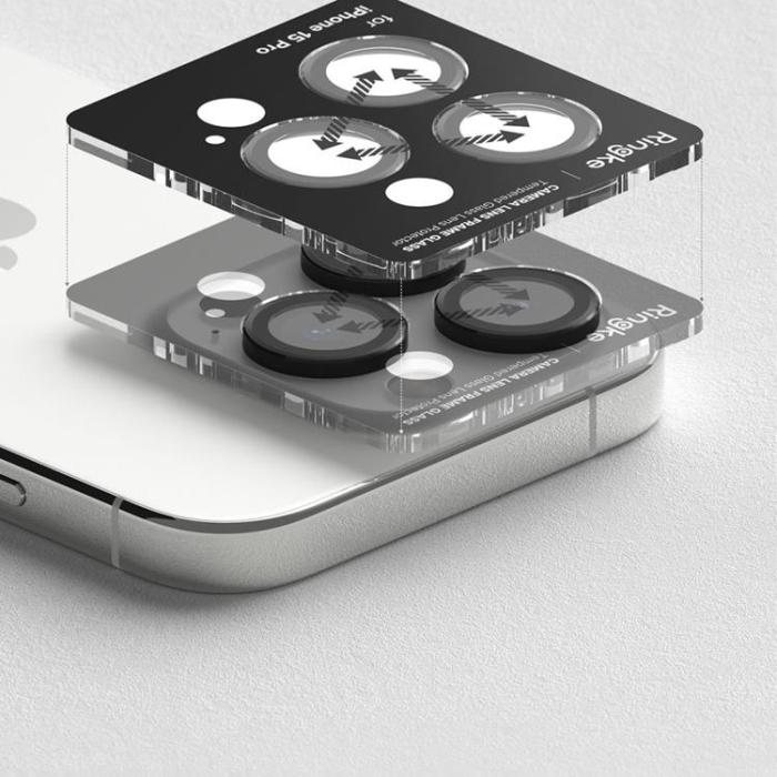 Ringke - Ringke iPhone 15 Pro Kameralinsskydd i Härdat Glas - Svart