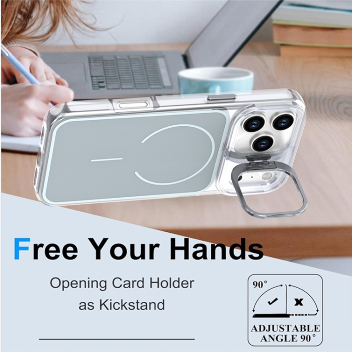 A-One Brand - iPhone 17 Pro Mobilskal MagSafe Lens Kickstand TPU + PC - Grå