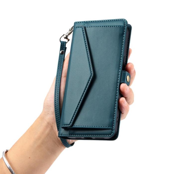 OEM - Samsung Galaxy S26 Plånboksfodral Konstläder Med Handrem - Grön