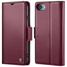 Caseme - CASEME Litchi Texture Pl&aring;nboksfodral Konstl&auml;der i R&ouml;d f&ouml;r iPhone 6/7/8/SE