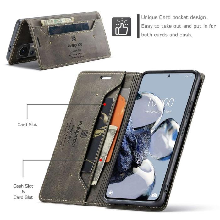 AUTSPACE - AUTSPACE A01 för Xiaomi 12T 5G Fodral - KonstLäder - Brun