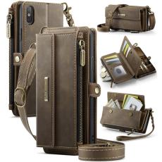Caseme - CASEME Konstl&auml;der Pl&aring;nboksfodral till iPhone XS Max 6.5 tum - Brun