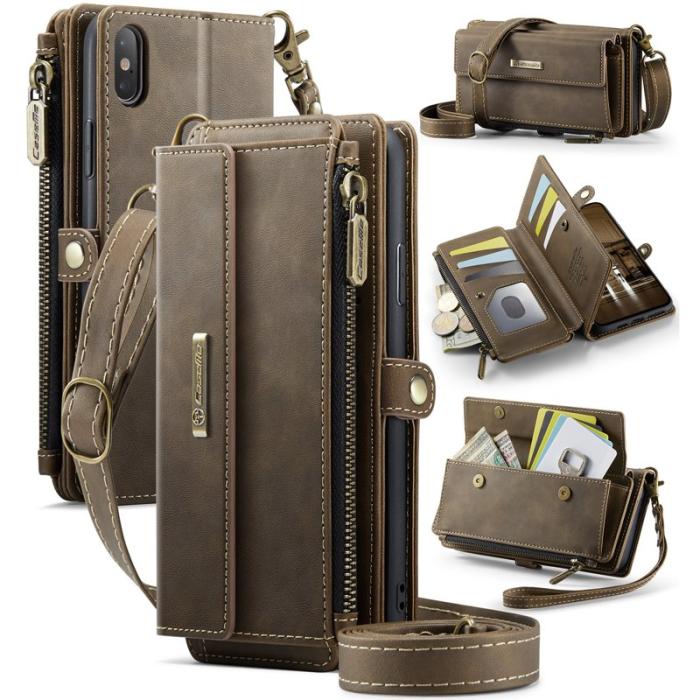 Caseme - CASEME Konstläder Plånboksfodral till iPhone XS Max 6.5 tum - Brun