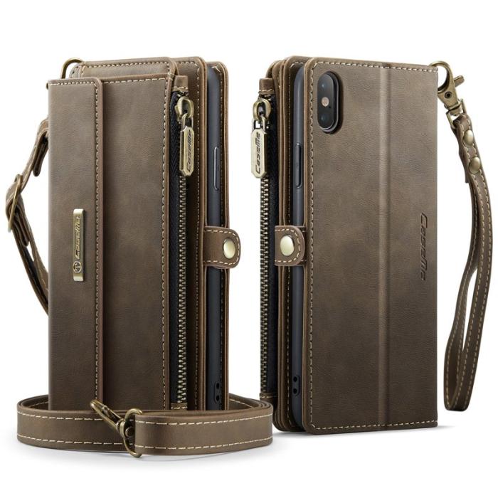 Caseme - CASEME Konstläder Plånboksfodral till iPhone XS Max 6.5 tum - Brun