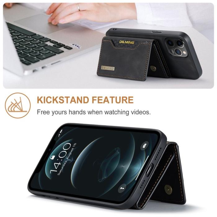 DG.MING - DG.MING M2 Series 2-in-1 Tri-Fold Wallet Mobilskal iPhone 13 Pro - Svart
