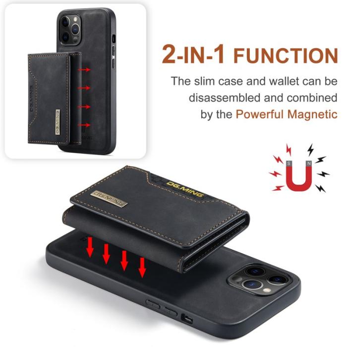 DG.MING - DG.MING M2 Series 2-in-1 Tri-Fold Wallet Mobilskal iPhone 13 Pro - Svart