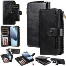 A-One Brand - iPhone 17 Pro Max Plånboksfodral Detachable Zipper - Svart