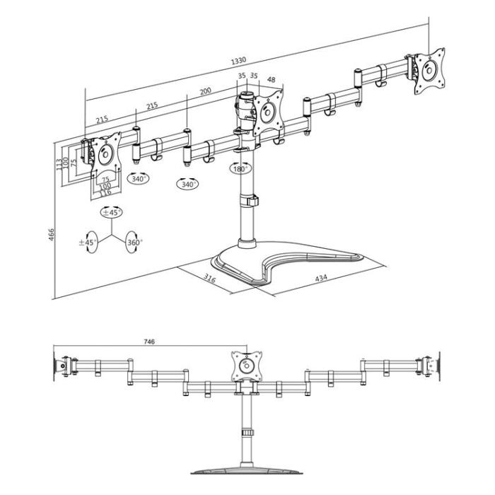 UTGATT1 - LOGILINK Monitorställ / fot trippel 13-27