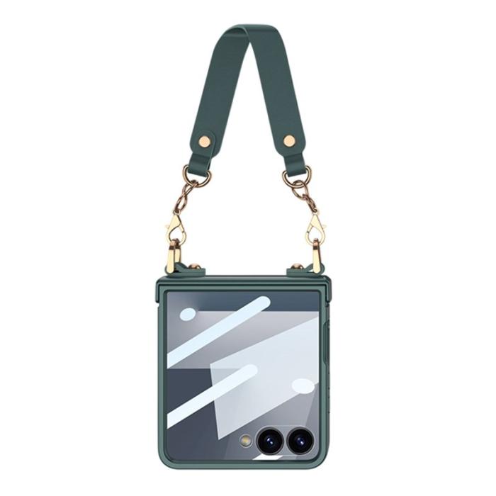GKK - GKK Samsung Galaxy Z Flip7 Fodral - PC + Tempered Glass - Grön