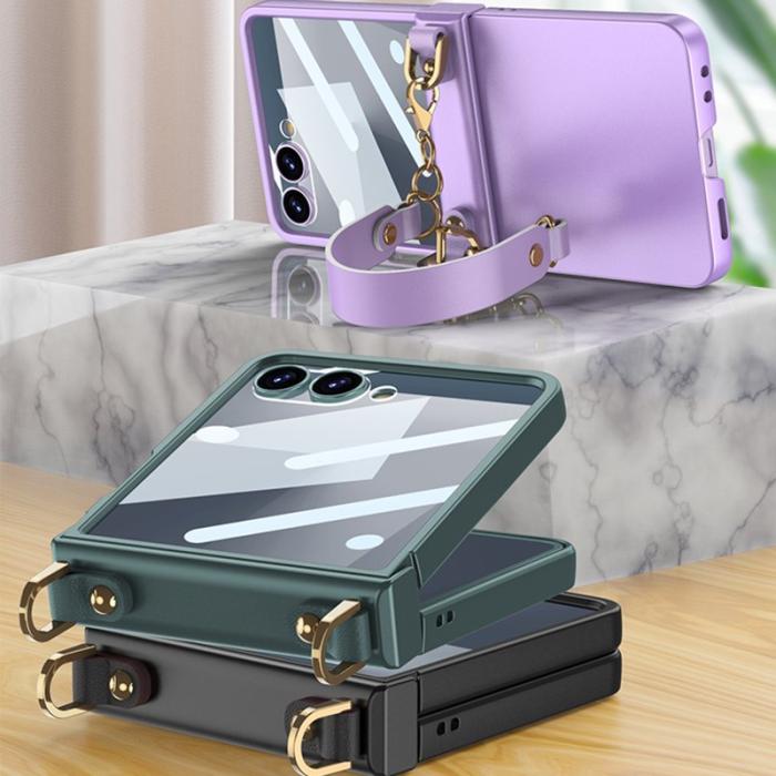 GKK - GKK Samsung Galaxy Z Flip7 Fodral - PC + Tempered Glass - Grön