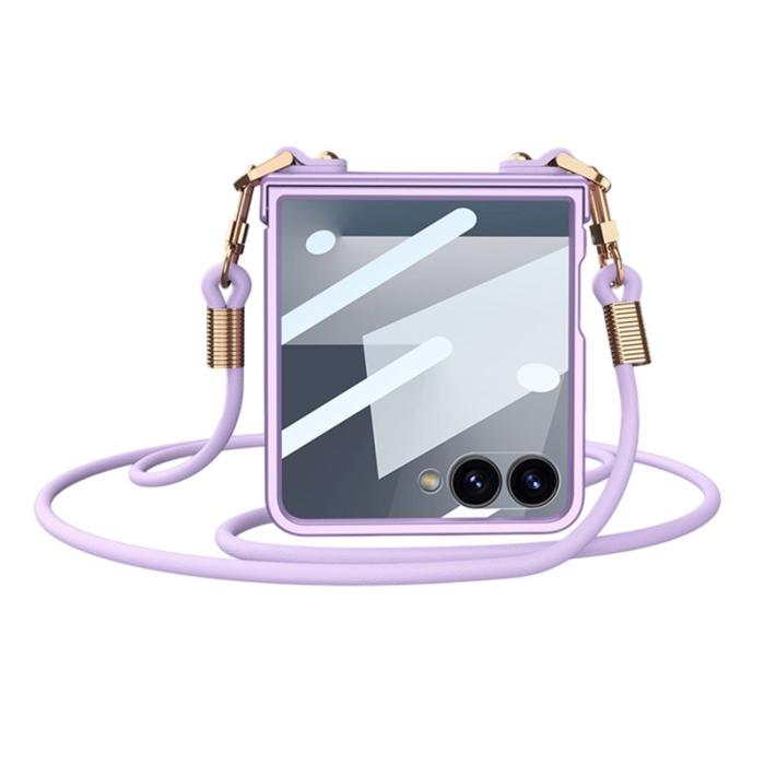 GKK - GKK Samsung Galaxy Z Flip7 Fodral - PC + Tempered Glass - Lila