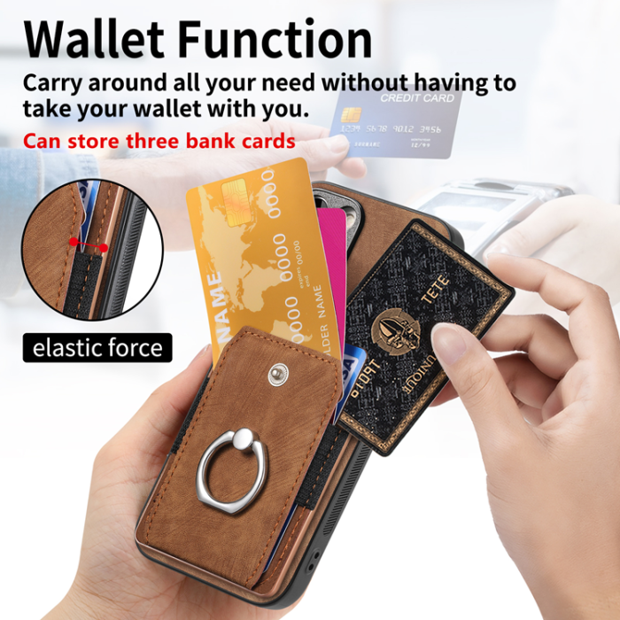 A-One Brand - iPhone Air Mobilskal med Korthållare Läder Kickstand - Brun