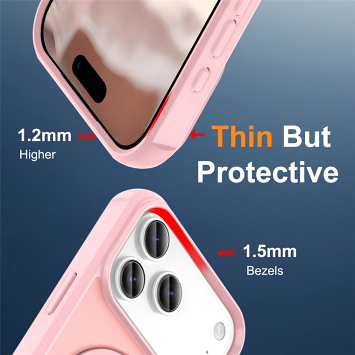 A-One Brand - iPhone 17 Pro Mobilskal MagSafe TPU+PC Kickstand - Rosa