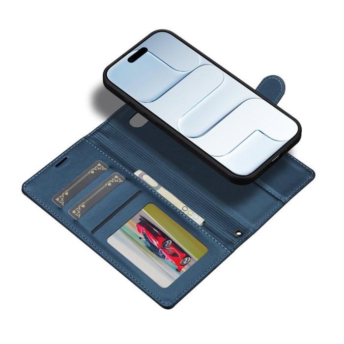 LC.imeeke - LC.IMEEKE L2 Series iPhone Air Plånboksfodral Konstläder - Blå