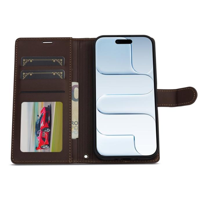 LC.imeeke - LC.IMEEKE L2 Series iPhone Air Plånboksfodral Konstläder - Brun