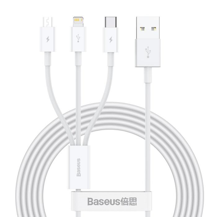 BASEUS - Baseus 3in1 USB-A till USB-C, Lightning, microUSB kabel 3,5 A 1.5m