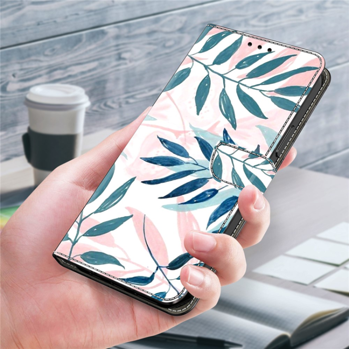 A-One Brand - Galaxy A17 5G Plånboksfodral Pattern Printing - Watercolor Leaves