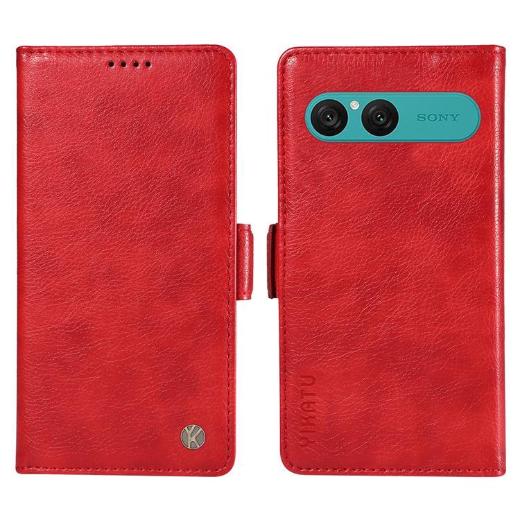 YIKATU Sony Xperia 10 VII Plånboksfodral Litchi Texture - Röd | 2353 | AlltMobil