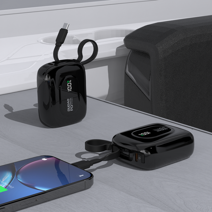 Dudao - Dudao Powerbank 10000mAh 22.5W med Inbyggda USB-C,Lightning Kablar K32