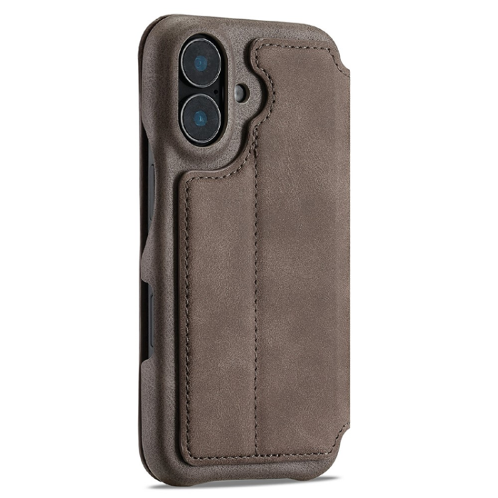 LC.imeeke - LC.IMEEKE iPhone 17 Mobilfodral Korthållare Läder Stativ - Coffee