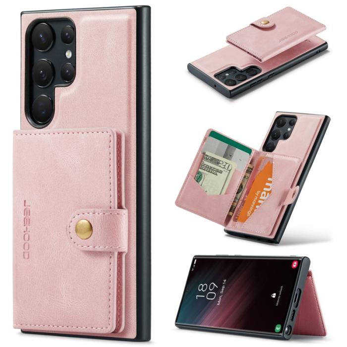 JEEHOOD - JEEHOOD Samsung Galaxy S23 Ultra Fodral KonstLäder + Plast - Rosa