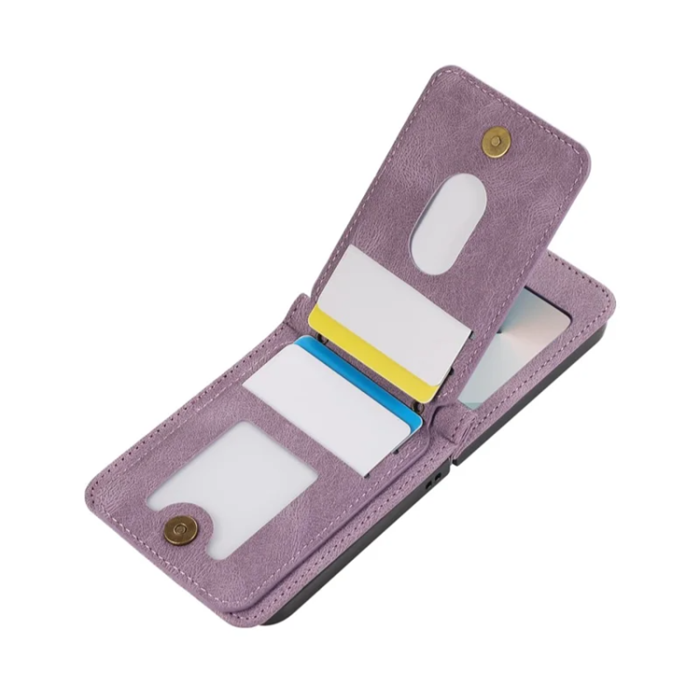 A-One Brand - Galaxy Z Flip7 Plånboksfodral Kickstand med Axelrem - Lila