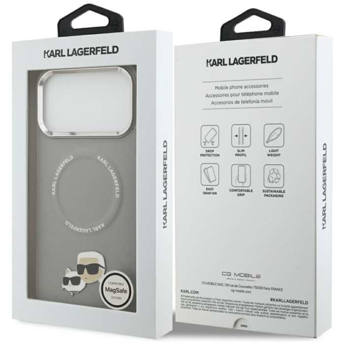 KARL LAGERFELD - Karl Lagerfeld iPhone 17 Pro Max Mobilskal MagSafe Karl Och Choupette Pins