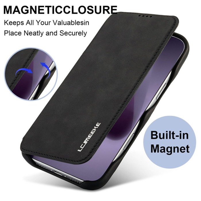 LC.imeeke - LC.IMEEKE iPhone 17 Pro Mobilfodral Korthållare Stativ - Svart