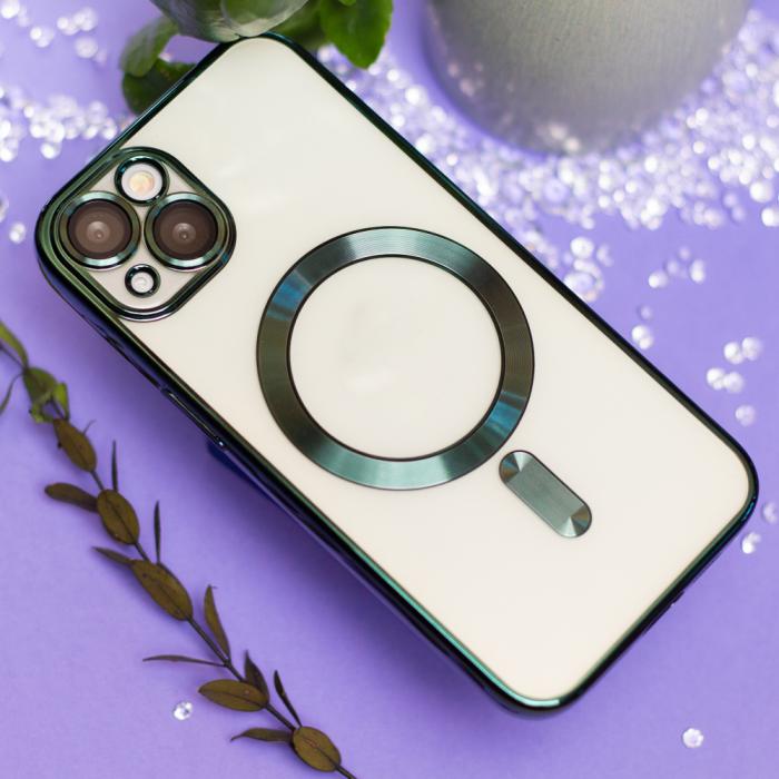 OEM - iPhone 15 Plus Chrome Magsafe Fodral - Grönt Skyddande Skal