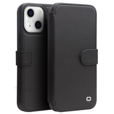 QIALINO - Qialino iPhone 13 Mini Plånboksfodral Cowhide Läder - Svart