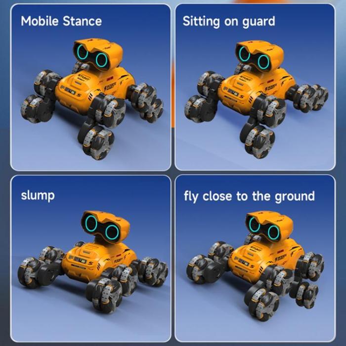 OEM - 8 Hjuls Stunt Robot RC Bil med LED-ljus Musik för Barn (Ålder 4+) YT6639 - Gul