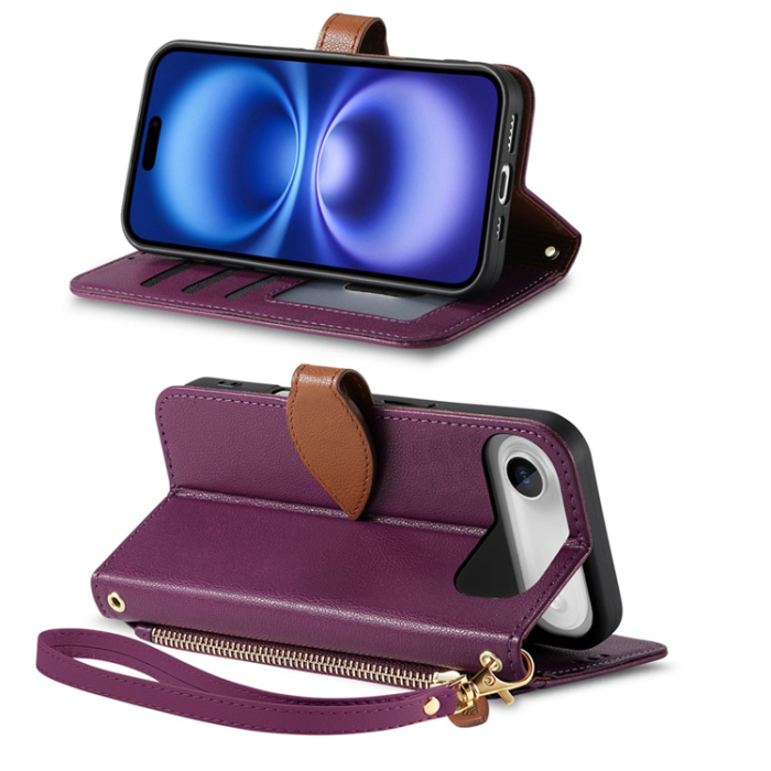 A-One Brand - iPhone Air Plånboksfodral Leaf Magnetiskt Spänne Konstläder - Lila