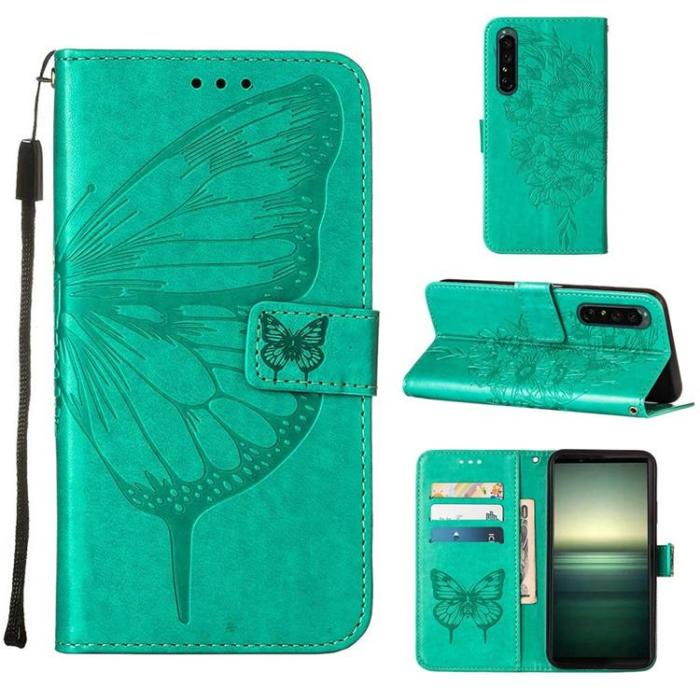 OEM - Sony Xperia 1 IV Plånboksfodral Butterfly - Turkos