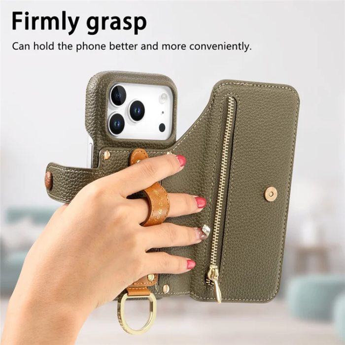 A-One Brand - iPhone 17 Pro Plånboksfodral RFID Blocking Zipper - Grön