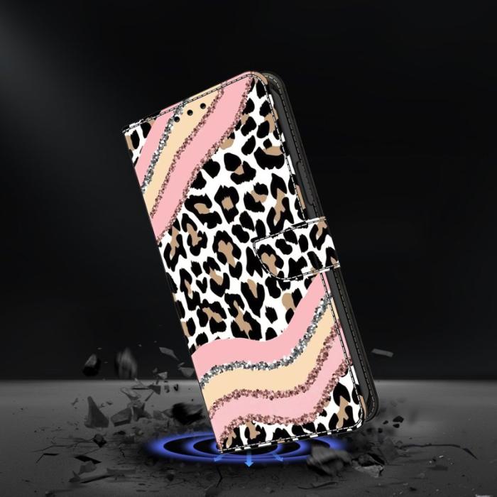 OEM - Samsung Galaxy S26 Fodral Ställning Mönstertryck PU Läder - Randig Leopard