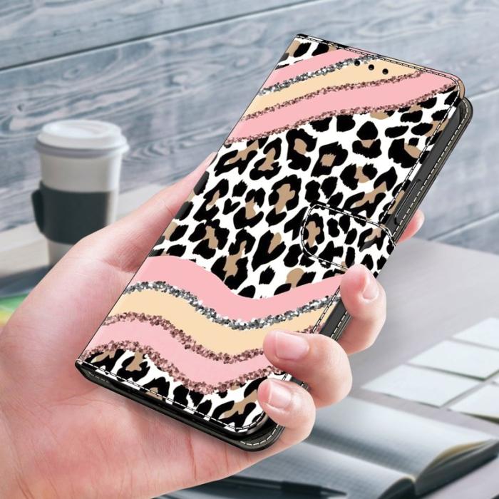 OEM - Samsung Galaxy S26 Fodral Ställning Mönstertryck PU Läder - Randig Leopard