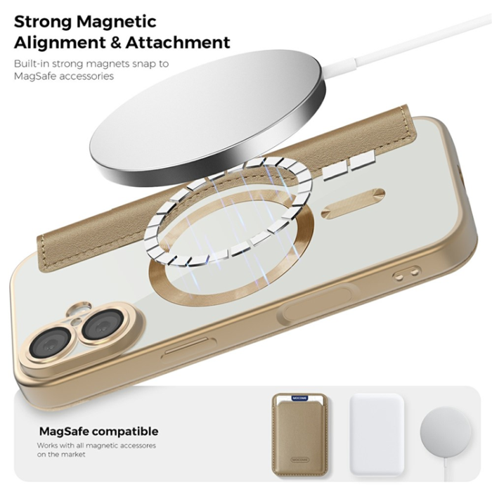 A-One Brand - iPhone 17 Plånboksfodral MagSafe Rhombus Läder - Ökenguld