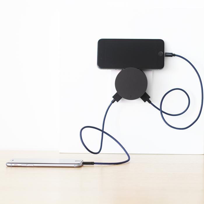 UTGATT1 - Usbepower AERO MINI Dubbel USB-laddare med stativ för iPhone och kabelspole