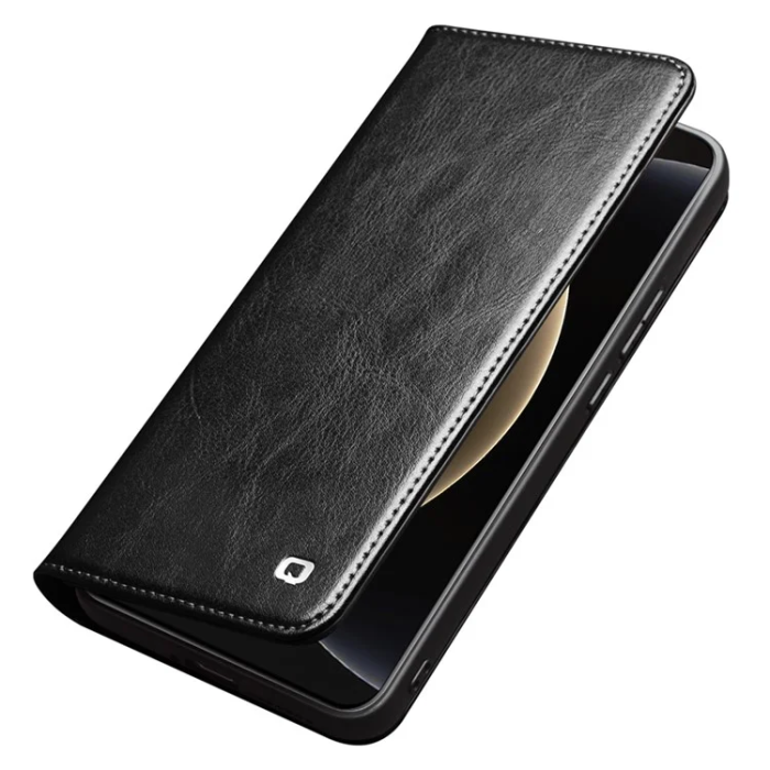 QIALINO - QIALINO Xiaomi 15 Ultra Plånboksfodral Äkta Läder Cow - Svart