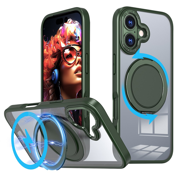 iPhone 17 Mobilskal MagSafe TPU+PC Kickstand - Grön | 2353 | AlltMobil