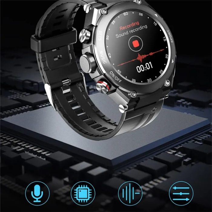LEMFO - 2-i-1 Smart Watch med Earbuds TWS Bluetooth 5.0 - Silver