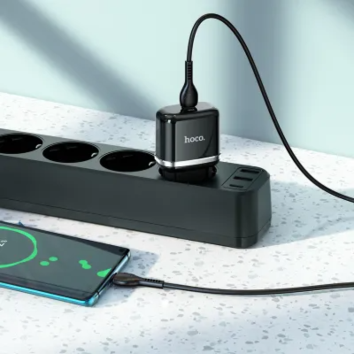 Hoco - Hoco Väggladdare USB-C Med USB-C Kabel - Svart
