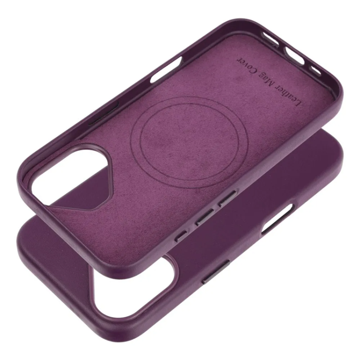 OEM - iPhone 16 Plus Mobilskal Magsafe Läder - Mörklila