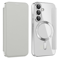 A-One Brand - Galaxy S25 Plus Plånboksfodral MagSafe RFID Blocking - Silver