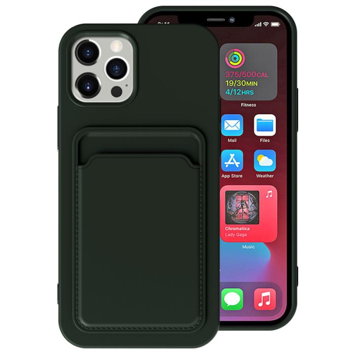 OEM - iPhone 15 Mobilskal Korthållare Silikon - Grön