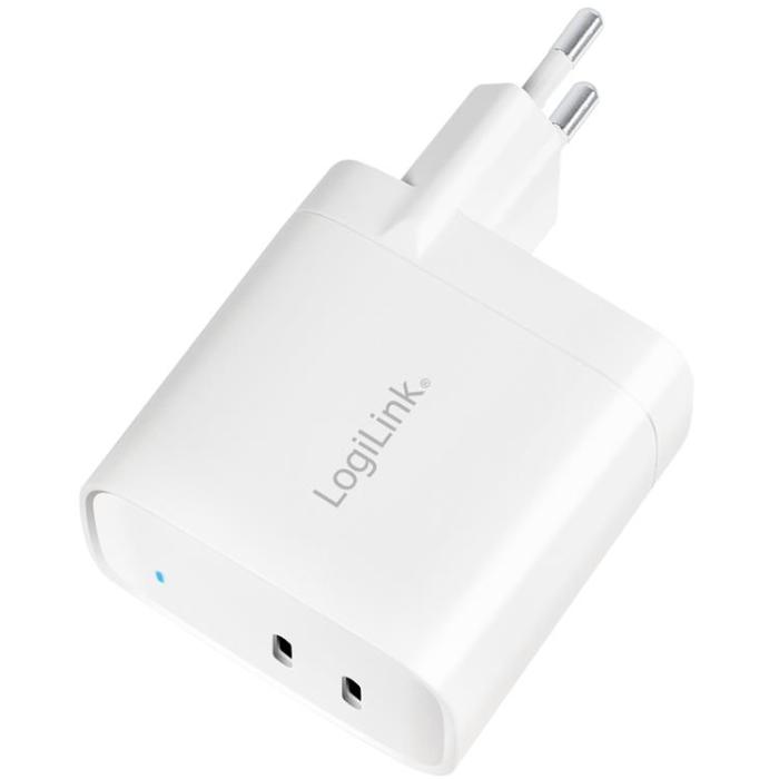 LogiLink - LOGILINK PD USB-Väggladdare 2 x USB-C 65W GaN