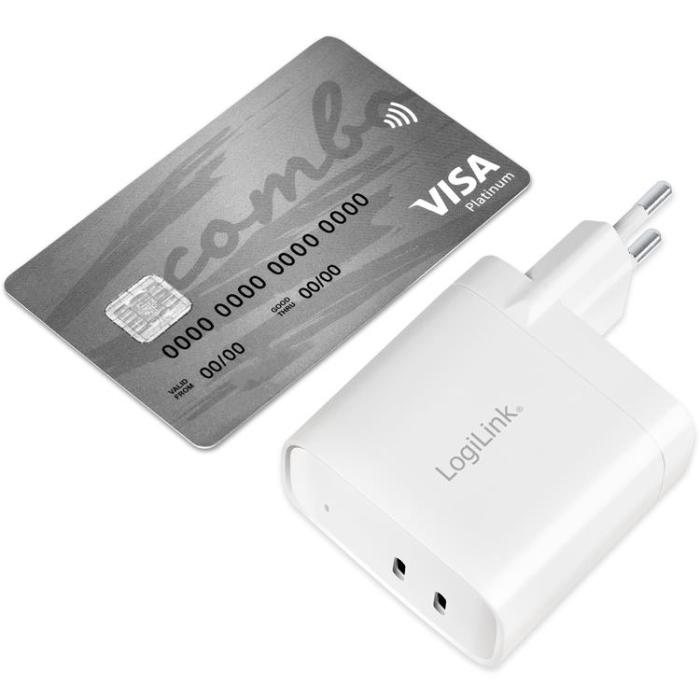 LogiLink - LOGILINK PD USB-Väggladdare 2 x USB-C 65W GaN