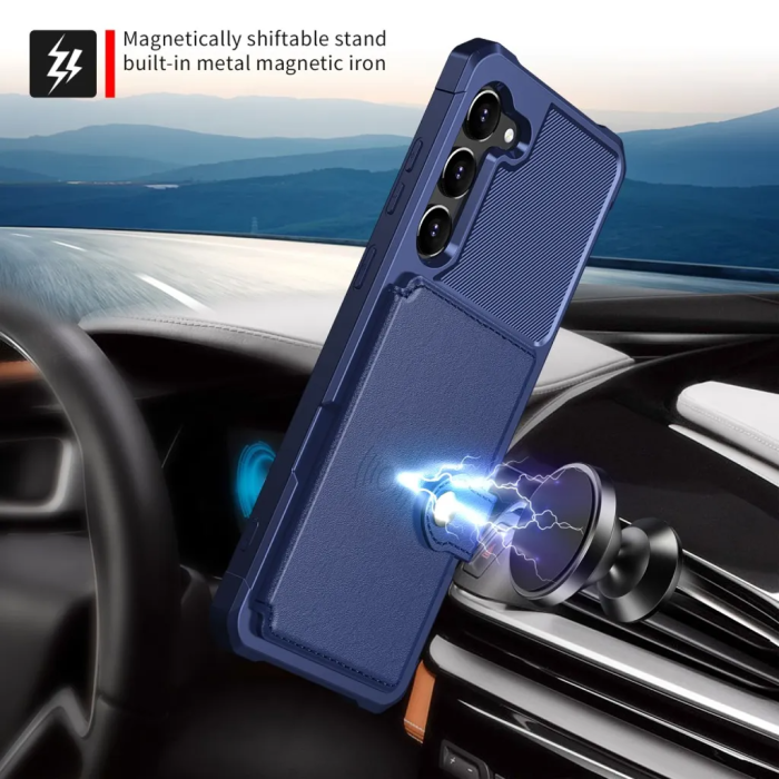 Taltech - Galaxy S23 Plus Mobilskal Korthållare Kickstand - Blå