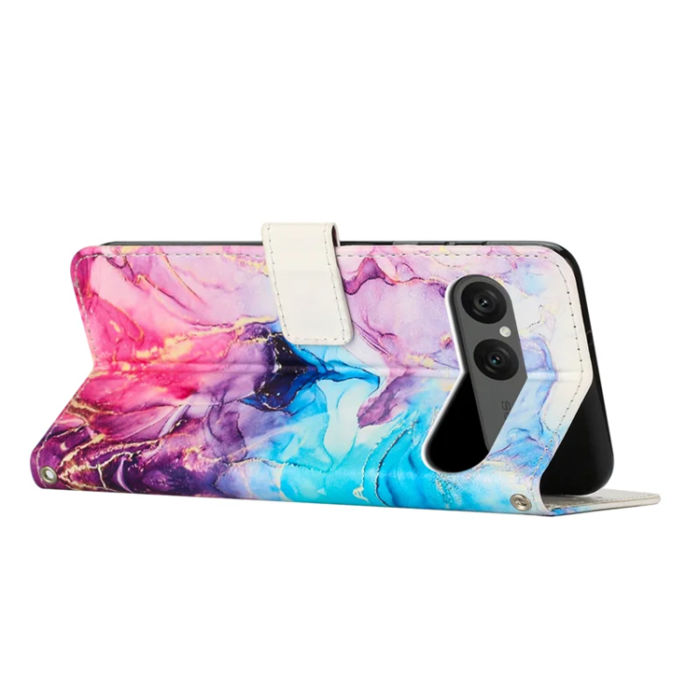 A-One Brand - Sony Xperia 10 VII Plånboksfodral Marble Pattern - Rosa / Lila