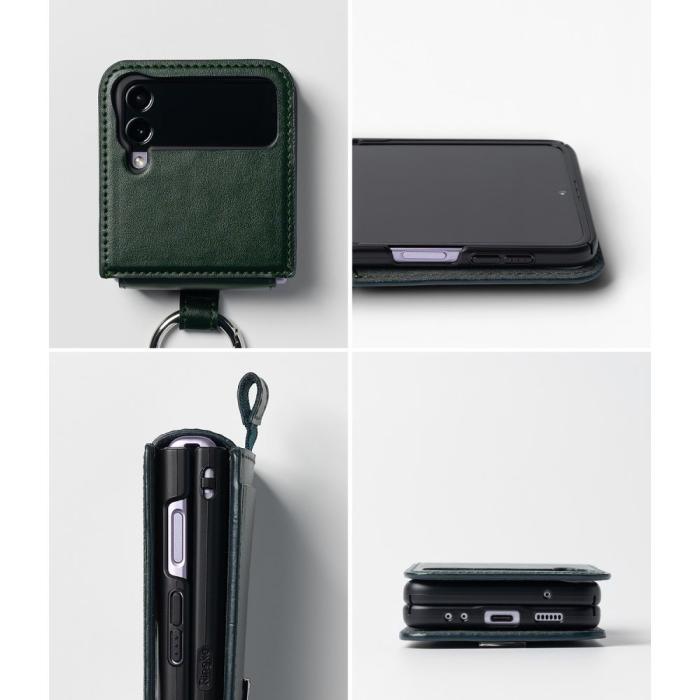 UTGATT - Ringke Galaxy Z Flip 4 Halsbandsskal Signature Folio - Mörkgrön